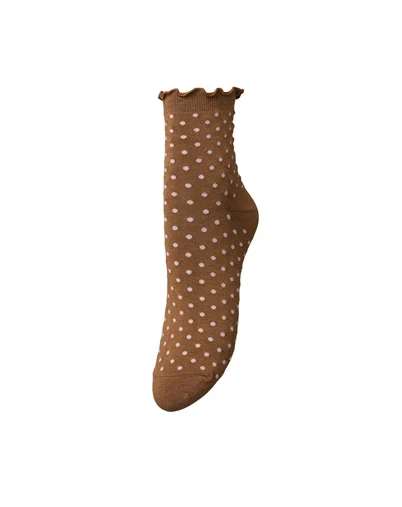 Beck Söndergaard - Dotted Frilla Short Strømper - Mocha Brown 